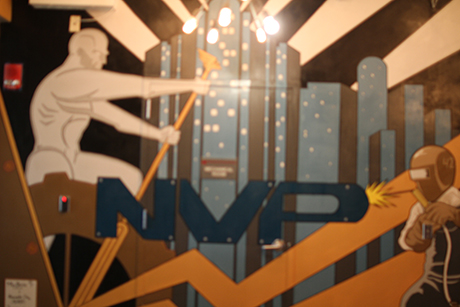 Part of the mural on the seventh-floor of Rutgers Business School, where NVP has its business accelerator.