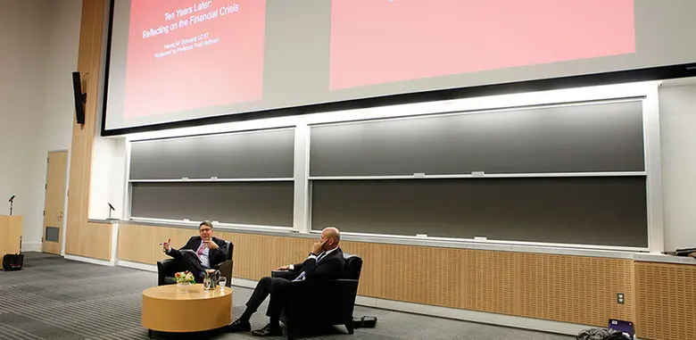 Rutgers Business School professor Fred Hoffman speaks with Harvey Schwartz, former president and co-chief operating officer of the Goldman Sachs Group who retired earlier this year.