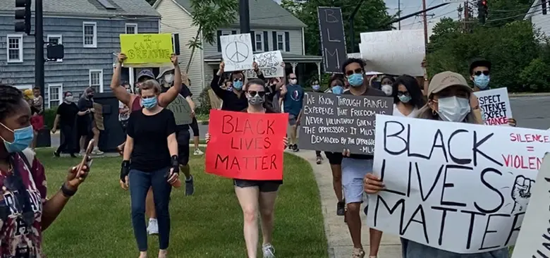 Rutgers Business School student participates in Black Lives Matter protest.