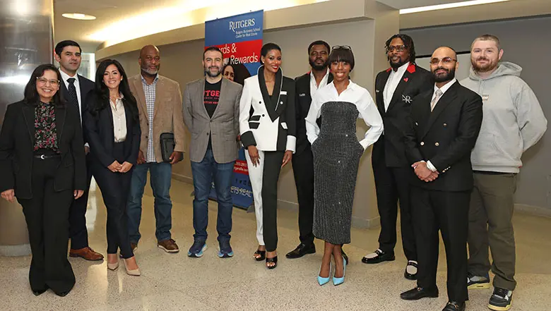 A group photo showing all contestants who competed in the 2024 Rutgers Business Plan Competition.