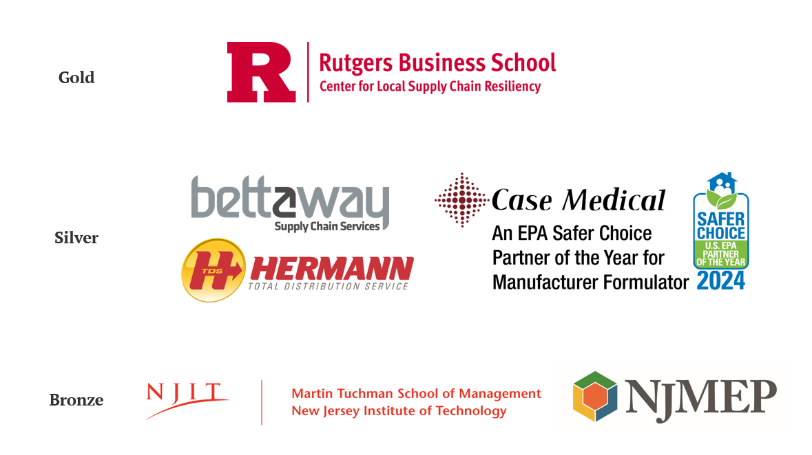Gold: RBS Center for Local Supply Chain Resiliency; Silver: bettaway Supply Chain Services, Hermann Total Distribution Service, Case Medical - An EPA Safer Choice Partner of the Year 2024 for Manufacturer Formulator; Bronze: Martin Tuchman School of Management - New Jersey Institute of Technology and NJMEP