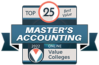Value Colleges’ Top 25 Best Value Online Master’s in Accounting Degrees for 2022.