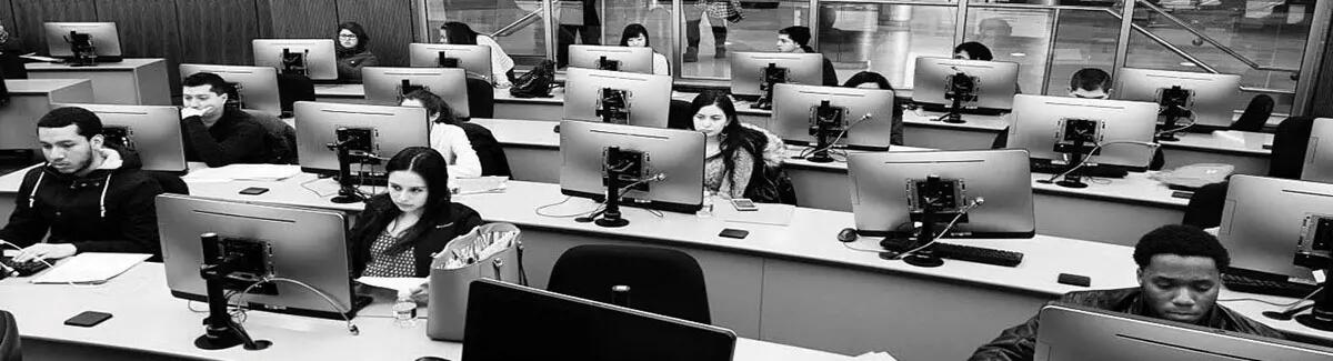 Students in classroom equipped with state-of-the-art computers