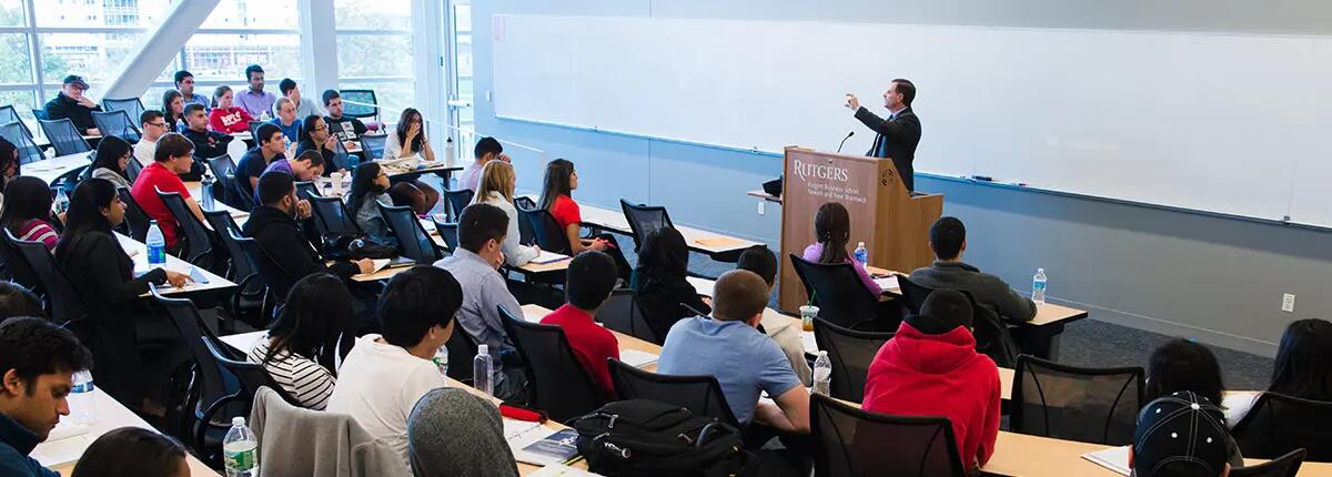 Professor and students in lecture hall