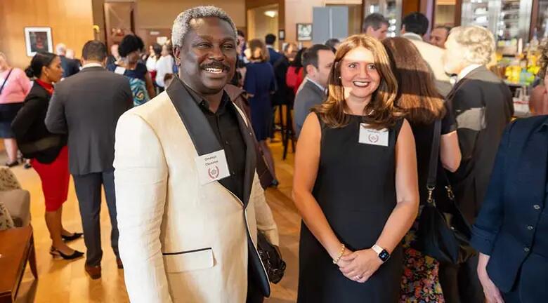 Award recipient Omatayo Okusanya with Jennifer Rodrigues during the cocktail reception.