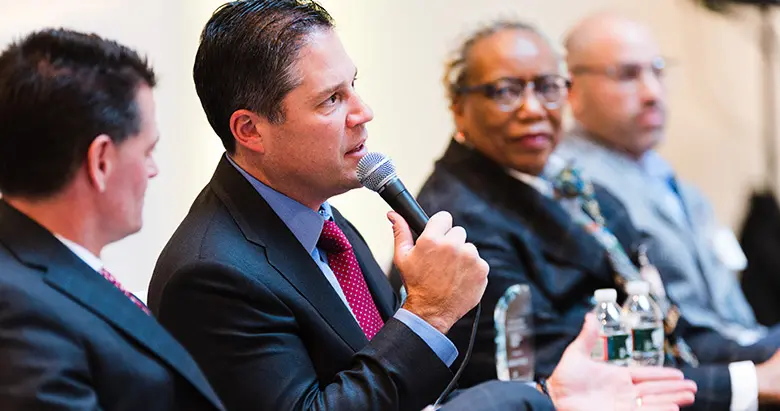 John Conforti Jr. makes a point during the panel discussion.