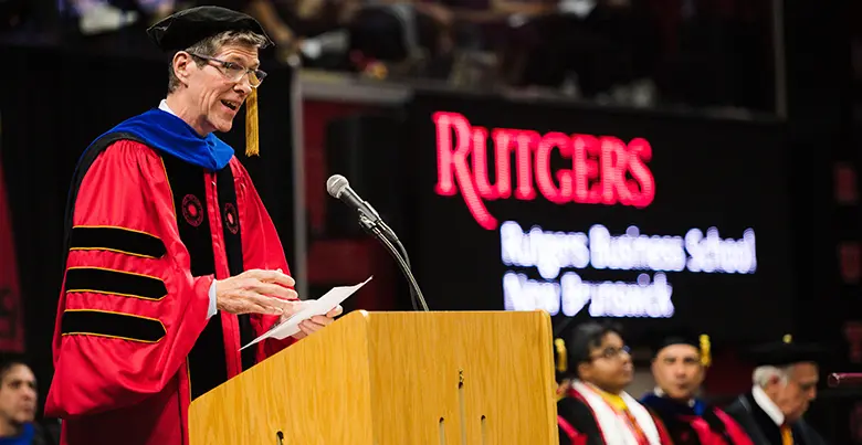 Robert Platek, who graduated from Rutgers Business School in 1986, delivered the convocation address.