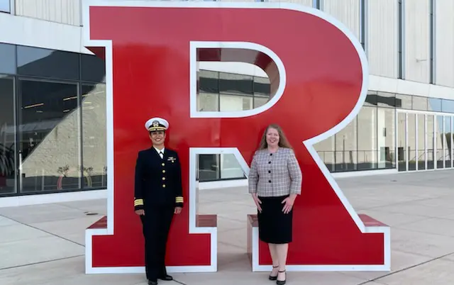 Navy Commander and Rutgers MBA alumna Evita Salles with Margaret O'Donnell, manager of Military and Veteran Engagement Programs.