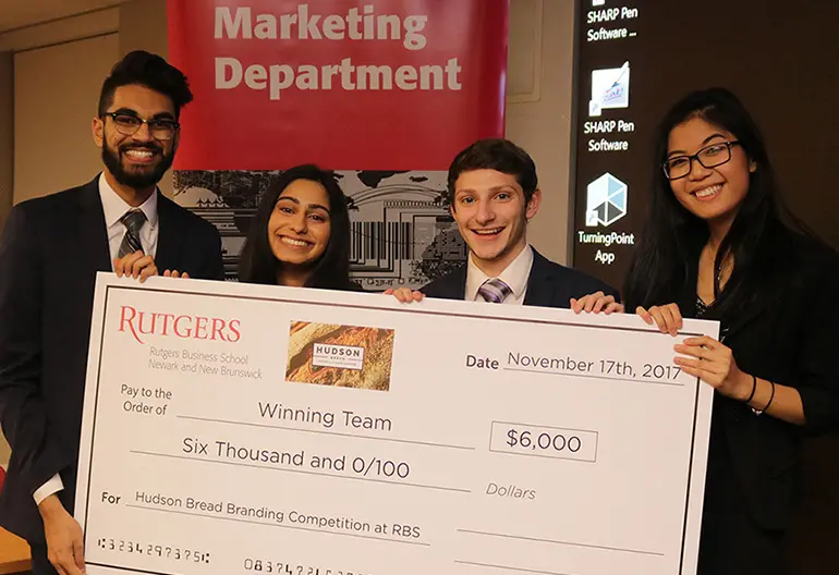Seniors Akshay Patel, Alyssa Nungra, Brian Lilien and Kristen Tse won the top prize and an opportunity to execute a branding strategy for Hudson Bread.