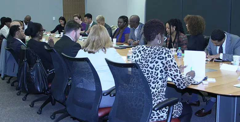 Professor Jeffrey Robinson leading a discussion on inclusion in business.