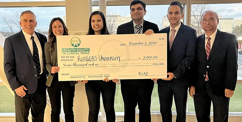 Rutgers MBA team wins second in NJBIo's inaugural Health Equity in Clinical Trials Business Plan Case Competition.