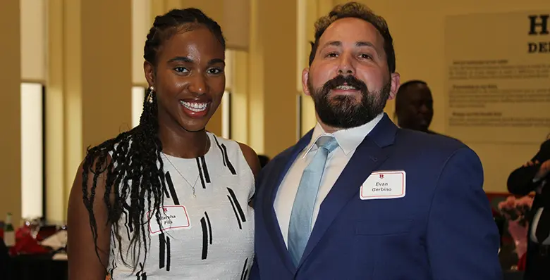 Rutgers MBA students Marsha Fils and Evan Gerbino at the MBA Awards Dinner.