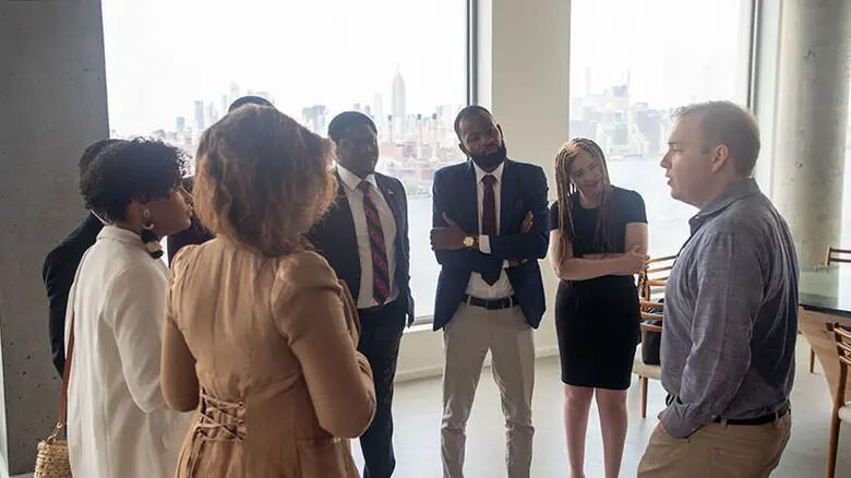 The Mandela Fellows networking in Brooklyn.