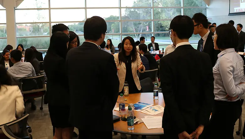 Master of Financial Analysis graduate Catherine Ma credited regular meetings with members of the Chinese Finance Association (like the one pictured above) with teaching important networking skills. 