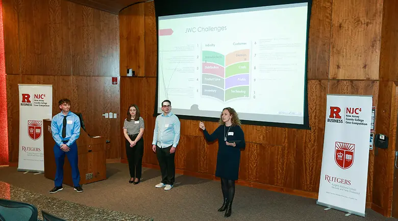 The team from Ocean County College is shown presenting during the NJC4 event.