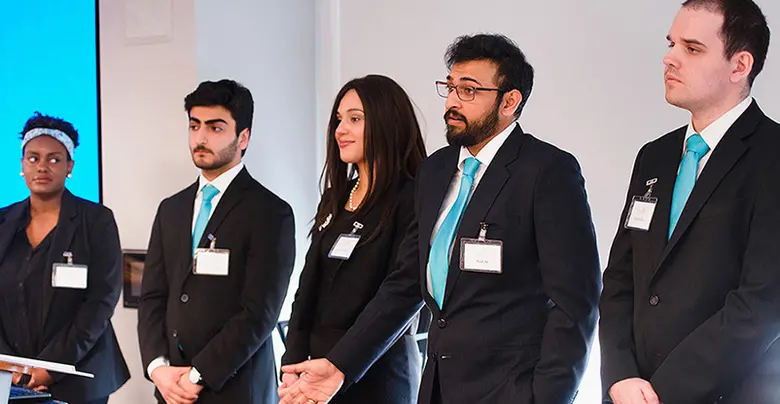 Students from Hudson County Community College presenting during the annual New Jersey County College Case Competition.
