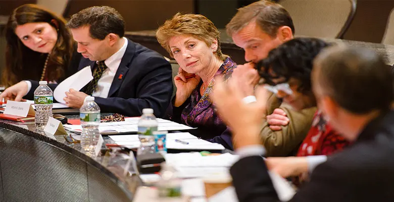 The judges evaluate a presentation.