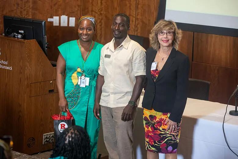 Photo of Jeana Wirtenberg with Tobias Fox and Nicole Hewitt-Cabral.