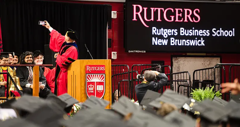Rutgers Business School-New Brunswick Senior Associate Dean Robert Kurland takes a selfie.