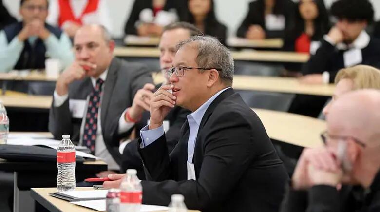 The judges listen to a presentation during the Verizon x RBS Go-to-Market Competition