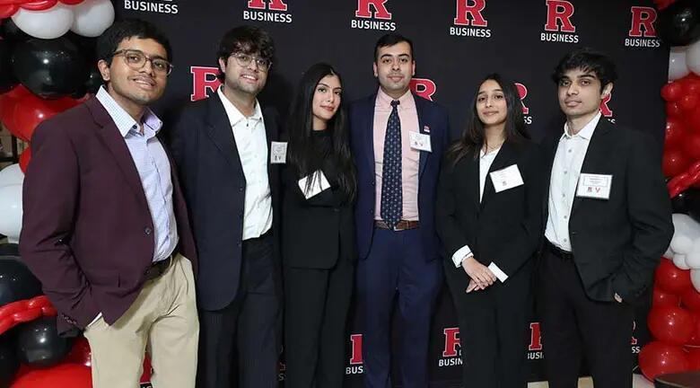 Students who formed the Profil Pilots team pose before the start of the Verizon x RBS Go-to-Market Challenge.
