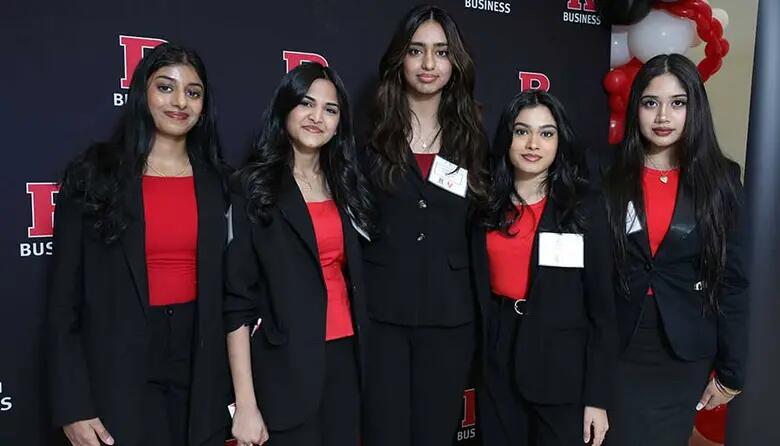 Members of Visionary Five pose before the Verizon x RBS Go-to-Market Competition.