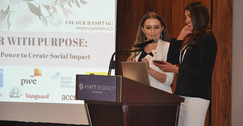 Rutgers Business School junior Anna Pisklarov was a master-of-ceremony at the annual Women BUILD Summit.