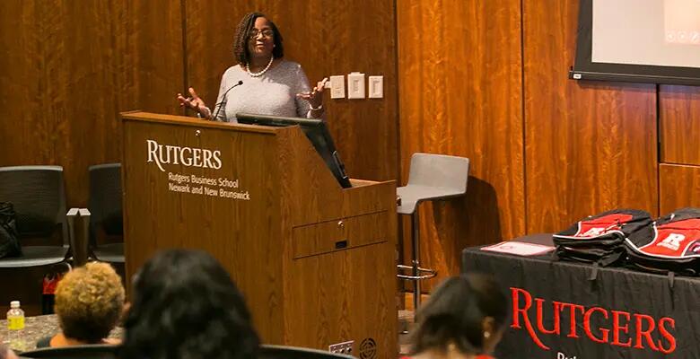 "If you leave a record of distinction, that is very important," RU-Newark Vice Chancellor Marcia Brown told the students.