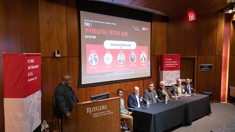 A panel from Rutgers Business School opened the symposium with a discussion about the student talent available to small business owners.