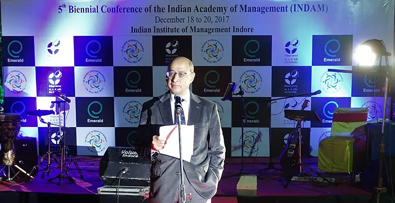 Distinguished Professor Farok J. Contractor receiving a Lifetime Achievement Award at the Indian Academy of Management Meeting, Indore, India, December 19, 2017.