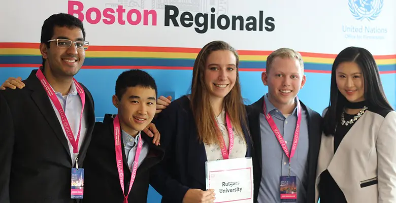 five student winners of hult prize boston regionals posing for picture