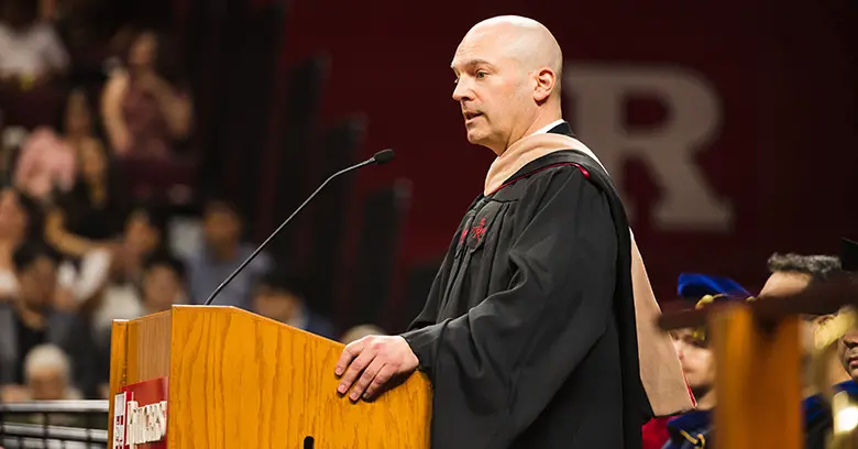 Convocation Speaker Jeff Mraz encouraged students to seek excellence in their profession and to take care of themselves.
