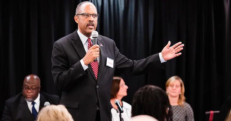 Leon Fraser at Rutgers Business School's Business Community Engagement Symposium in November.