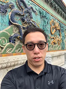 China visit, Nine-Dragon Screen, a screen wall with reliefs of nine different Chinese dragons, taken in the Forbidden City, Beijing, China, 2019.