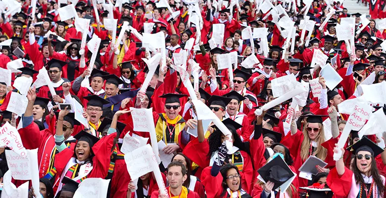 Cheering students at Rutgers University Commencement.