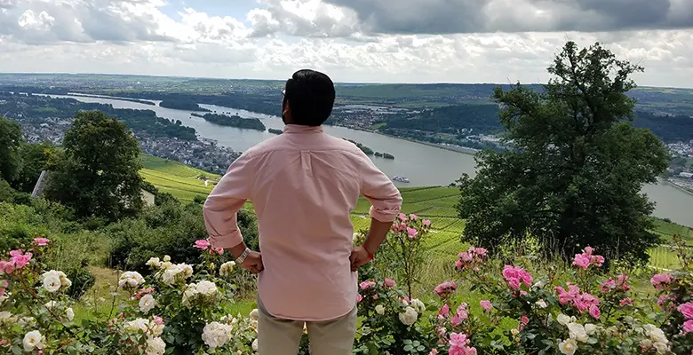 Carmelo Martinez overlooking the Rhine River in Germany.