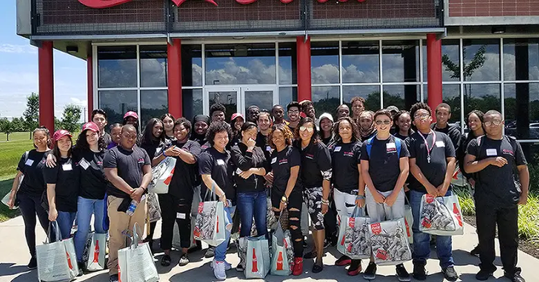 Students participating in the 2017 summer program took a tour of Coco-Cola as part of their introduction to supply chain management.