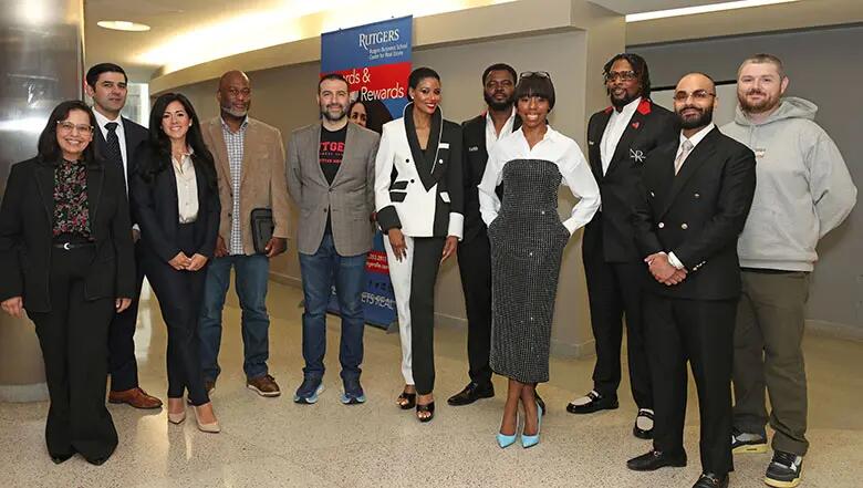 A group photo showing all contestants who competed in the 2024 Rutgers Business Plan Competition.