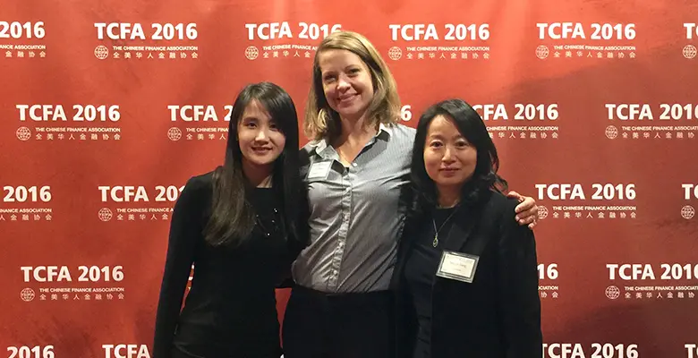 MFinA Assistant Director of Career Management Ying Ni, Kim Molee Director of Career Management, and TCFA President Maggie Jiang attended the TCFA 22nd Annual Conference in New York. 