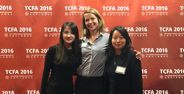 MFinA Assistant Director of Career Management Ying Ni, Kim Molee Director of Career Management, and TCFA President Maggie Jiang attended the TCFA 22nd Annual Conference in New York.