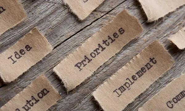 Image words such as idea, priorities, implement
