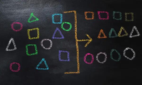 Image of hand-drawn triangles, circles, and squares