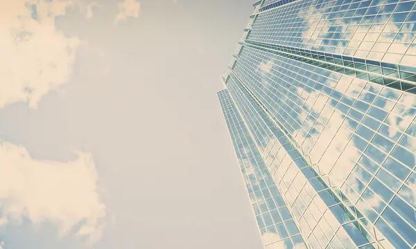 view of skyscraper from ground
