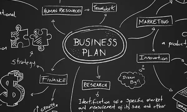 image of business plan map on written on a blackboard