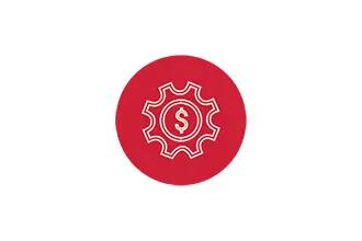 Illustration of a gear with a dollar sign in its center