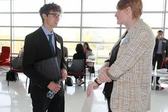 student and employer speaking