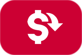 dollar sign with arrow pointing down icon
