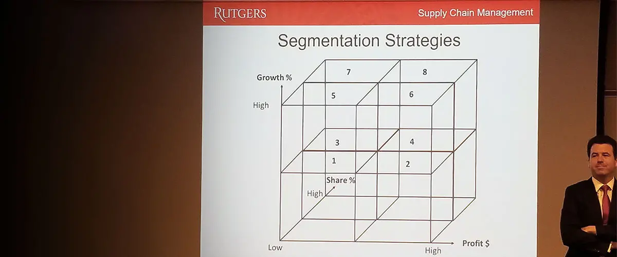 Professor Rudi Leuschner in front of his presentation on segmentation strategies