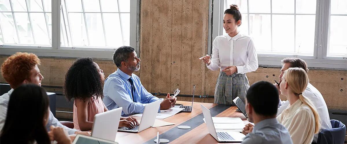 Credit: iStock - A woman leading a meeting