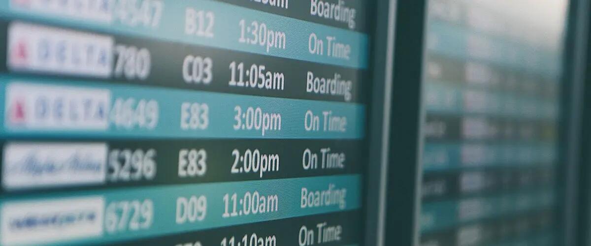 Flight times on a screen